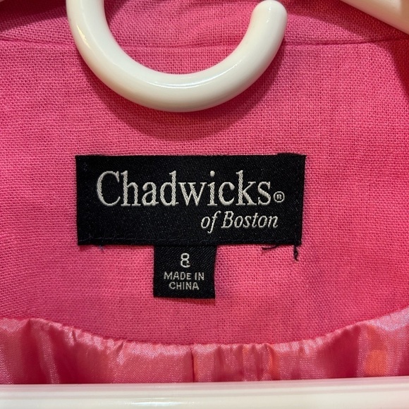Chadwicks of Boston Linen Blend Pink Blazer Double Button Lined Women Size 8 - Picture 3 of 6